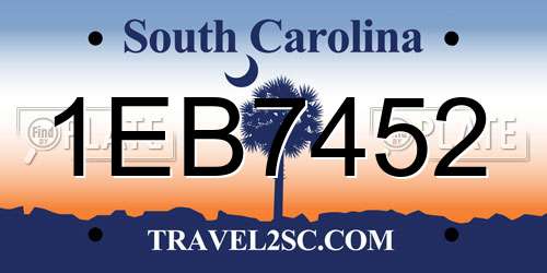 1EB7452 South Carolina License Plate