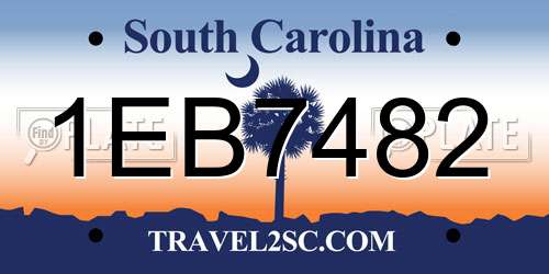 1EB7482 South Carolina License Plate
