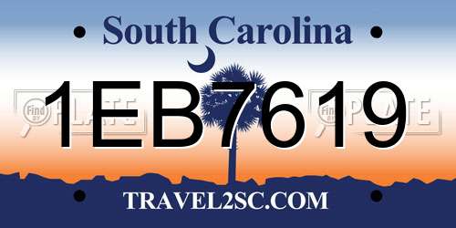1EB7619 South Carolina License Plate