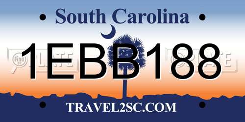 1EBB188 South Carolina License Plate
