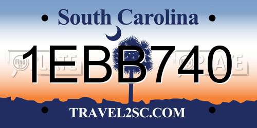 1EBB740 South Carolina License Plate