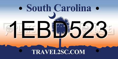 1EBD523 South Carolina License Plate