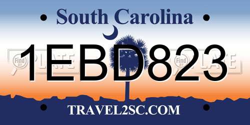 1EBD823 South Carolina License Plate