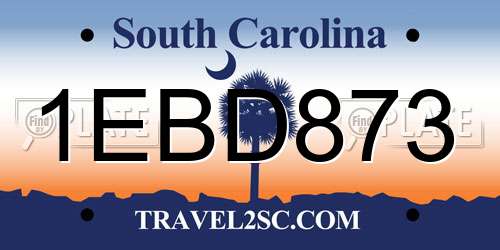 1EBD873 South Carolina License Plate