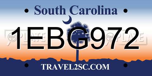 1EBG972 South Carolina License Plate