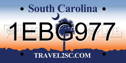 1EBG977 South Carolina License Plate