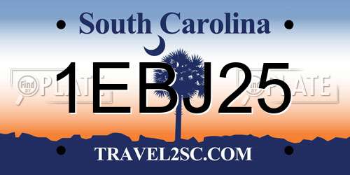 1EBJ25 South Carolina License Plate