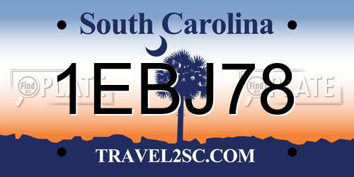 1EBJ78 South Carolina License Plate