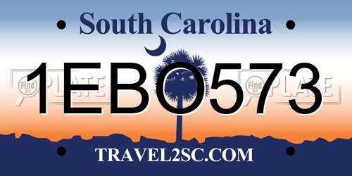1EBO573 South Carolina License Plate