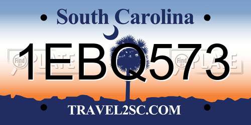 1EBQ573 South Carolina License Plate