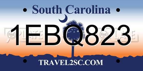 1EBQ823 South Carolina License Plate