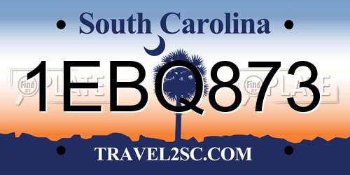 1EBQ873 South Carolina License Plate