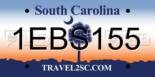 1EBS155 South Carolina License Plate