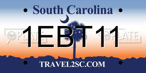 1EBT11 South Carolina License Plate