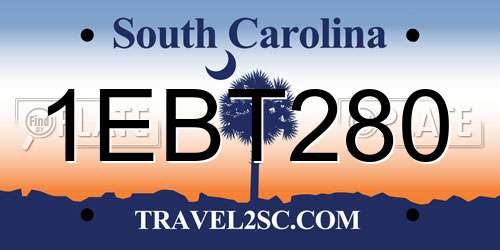 1EBT280 South Carolina License Plate