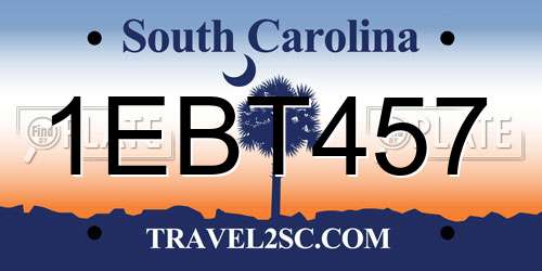 1EBT457 South Carolina License Plate