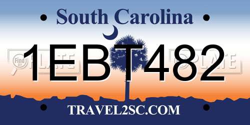 1EBT482 South Carolina License Plate