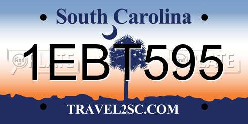 1EBT595 South Carolina License Plate