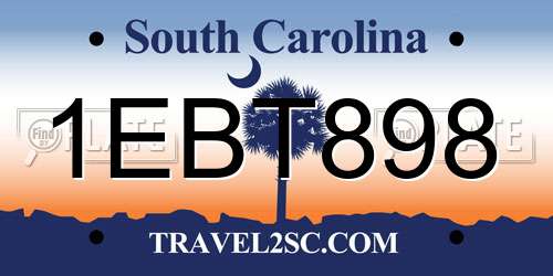 1EBT898 South Carolina License Plate