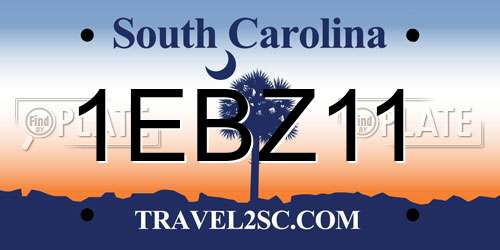 1EBZ11 South Carolina License Plate