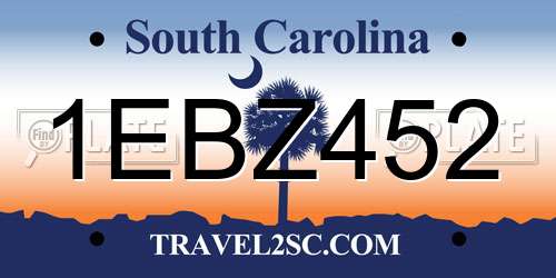 1EBZ452 South Carolina License Plate