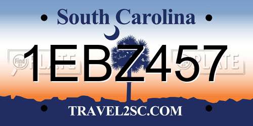1EBZ457 South Carolina License Plate