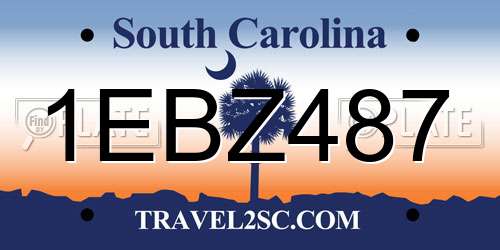 1EBZ487 South Carolina License Plate