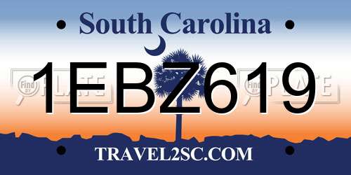 1EBZ619 South Carolina License Plate