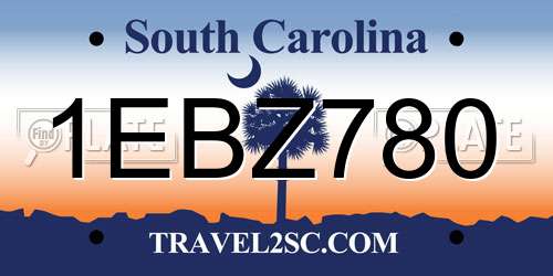 1EBZ780 South Carolina License Plate