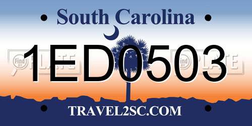 1ED0503 South Carolina License Plate