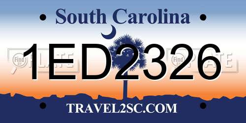 1ED2326 South Carolina License Plate