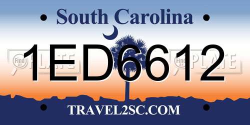 1ED6612 South Carolina License Plate