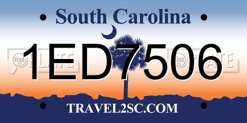 1ED7506 South Carolina License Plate