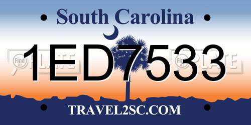 1ED7533 South Carolina License Plate