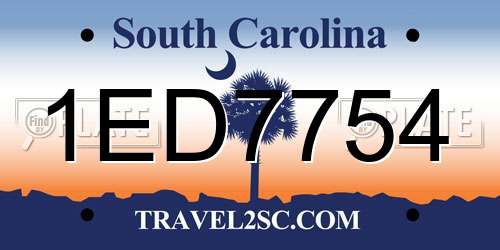 1ED7754 South Carolina License Plate