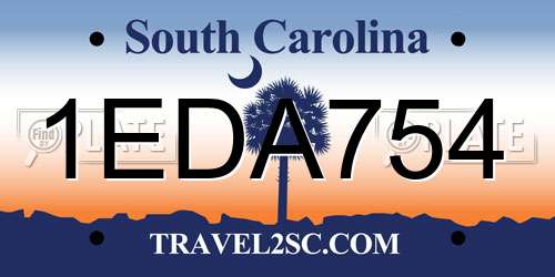 1EDA754 South Carolina License Plate