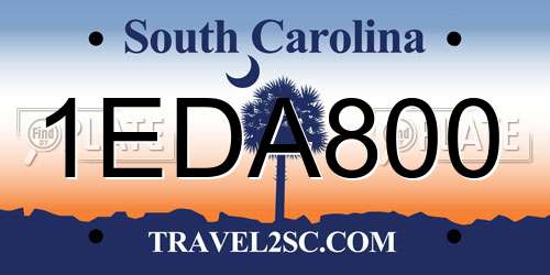 1EDA800 South Carolina License Plate