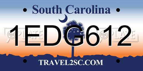 1EDG612 South Carolina License Plate