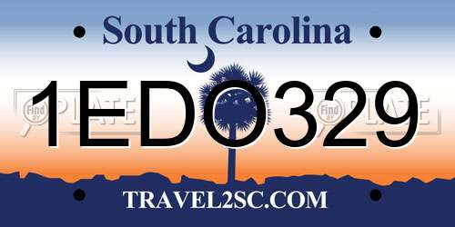 1EDO329 South Carolina License Plate