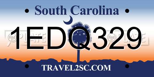 1EDQ329 South Carolina License Plate