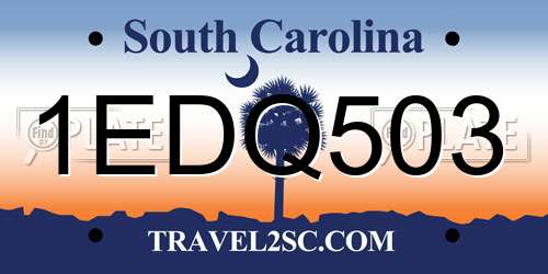 1EDQ503 South Carolina License Plate