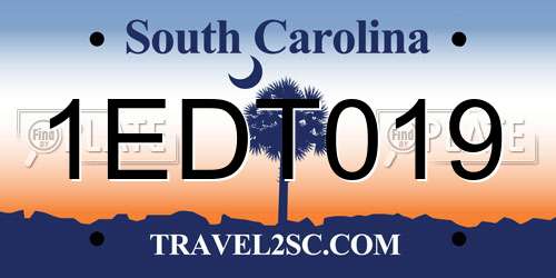 1EDT019 South Carolina License Plate