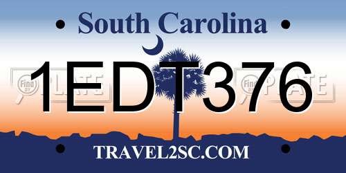 1EDT376 South Carolina License Plate