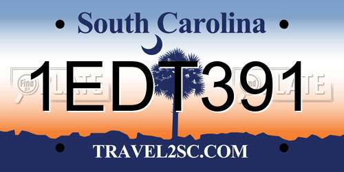 1EDT391 South Carolina License Plate