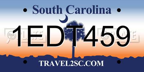 1EDT459 South Carolina License Plate