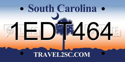 1EDT464 South Carolina License Plate