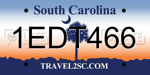 1EDT466 South Carolina License Plate