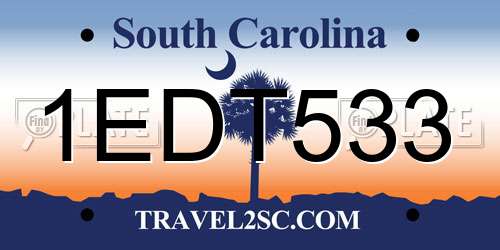 1EDT533 South Carolina License Plate