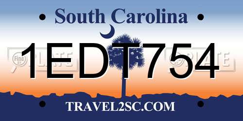 1EDT754 South Carolina License Plate