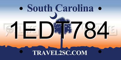 1EDT784 South Carolina License Plate
